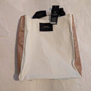 NEW Authentic MARC JACOBS DAISY Tote Bag cream rose gold glitter with tags